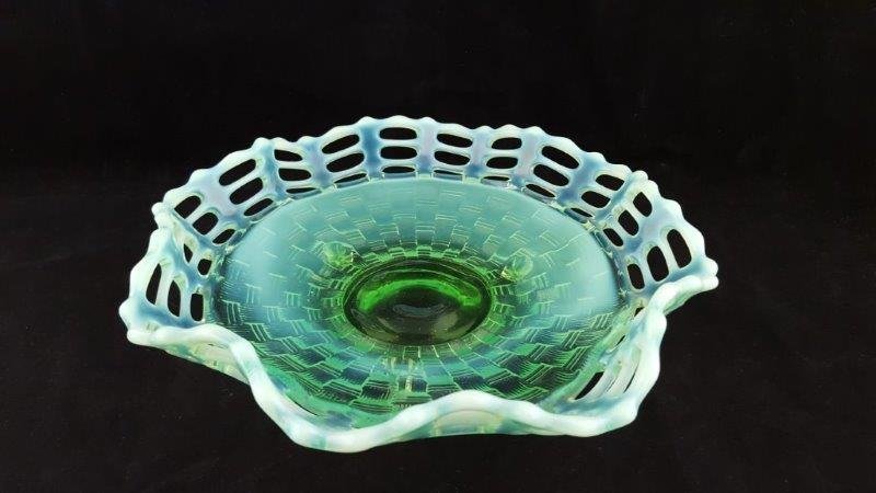 Fenton 3 Row Ruffled Open Edge Basket Weave Footed Bowl (1 of 3)
