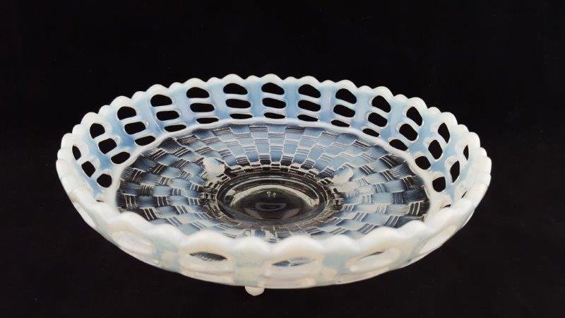 Fenton 3 Row Open Edge Basket Weave Footed Round Bowl (1 of 4)