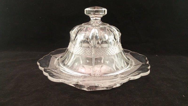 US Glass Virginia Covered Dome Butter Dish EAPG (1 of 2)