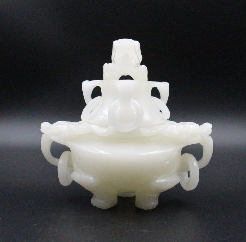 Chinese White Jade Glass Incense Burner (1 of 5)
