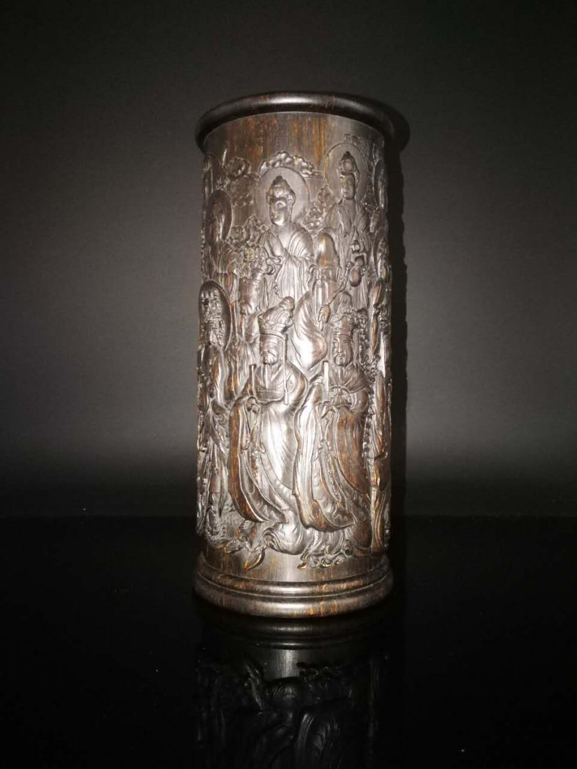 Rare large chinese hang huali brush pot (1 of 9)