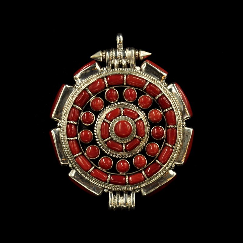 Tibet Buddhism Sterling silver Inlay Gem Vajra Box (1 of 5)