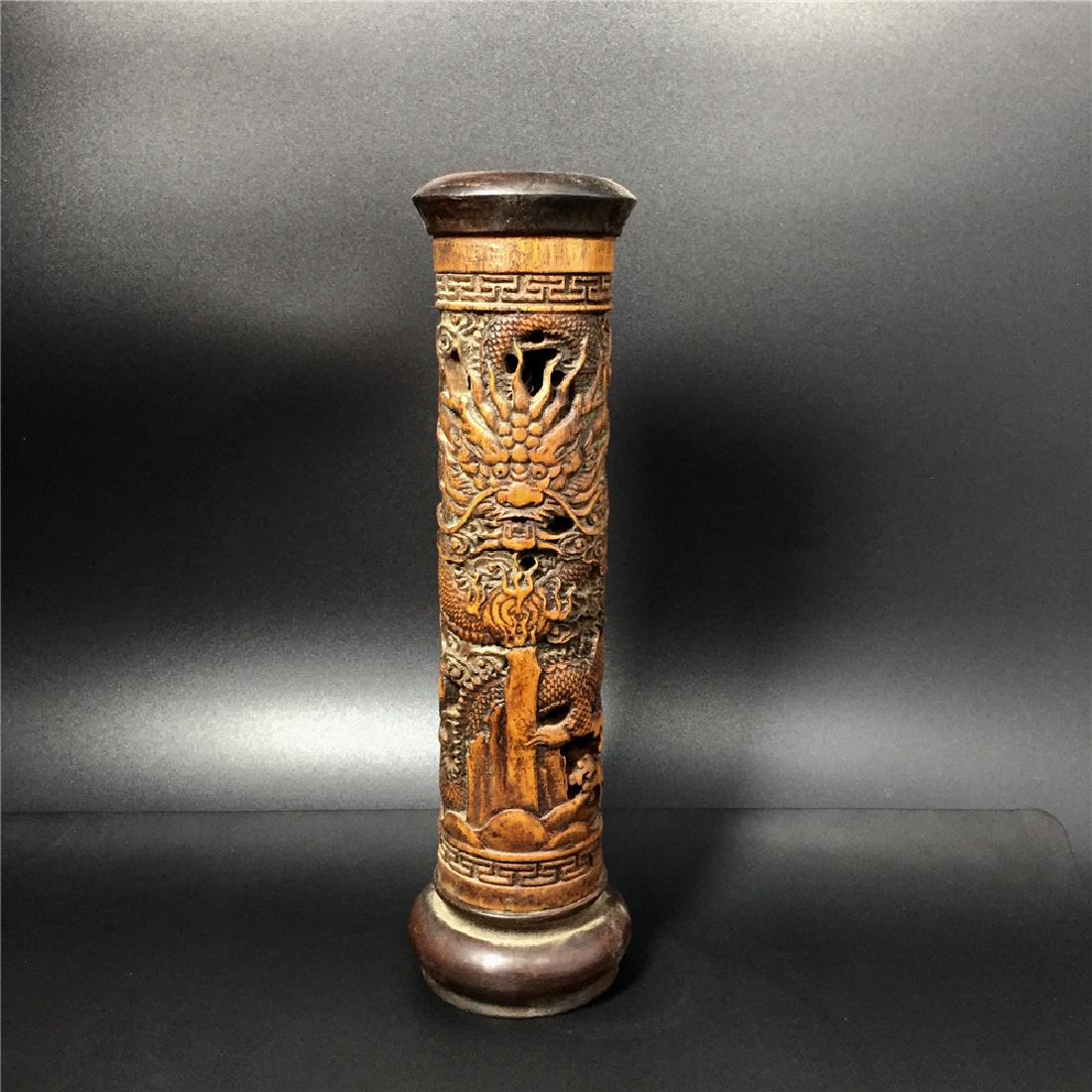 Chinese Bamboo Dragon Incense tube: Chinese Bamboo Dragon Incense tube. Size:255*75*75mm.