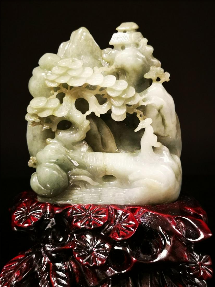 Chinese Natural Jade Stone Statue: Chinese Natural Jade Stone Statue,Size:10*9*2.5cm