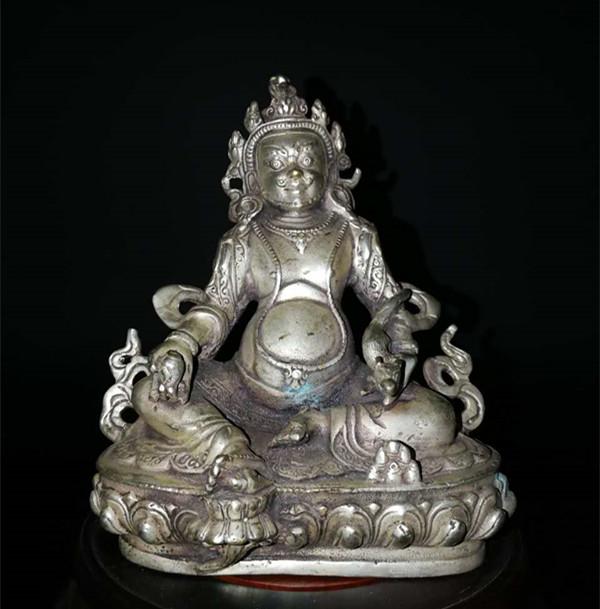 Chinese Antique Nickel Silver Buddha Statue: Chinese Antique Nickel Silver Buddha Statue. Material: Nickel Silver, Size: 14*12cm.