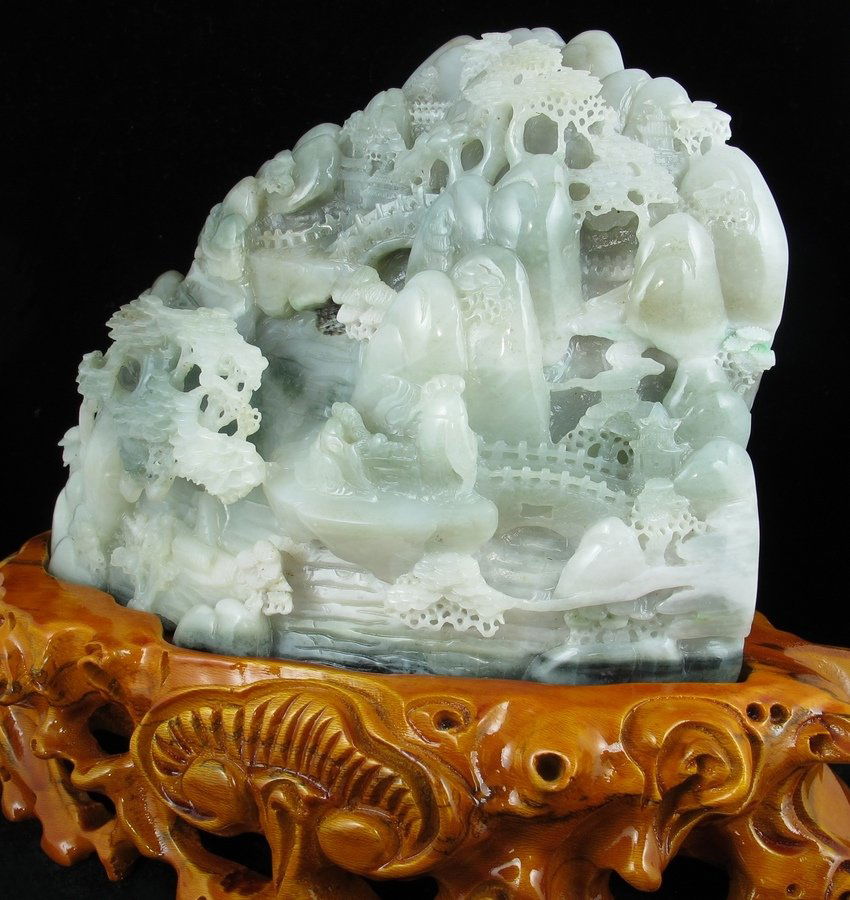 Jadeite mountain carved pine trees Superbly (1 of 5)