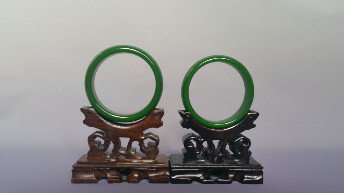 (2) Chinese Jade Bangle Bracelets (1 of 4)