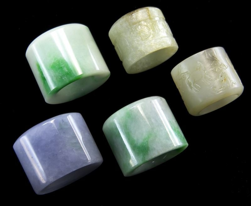 (5) Chinese Qing carved jade/nephrite archer's (1 of 3)