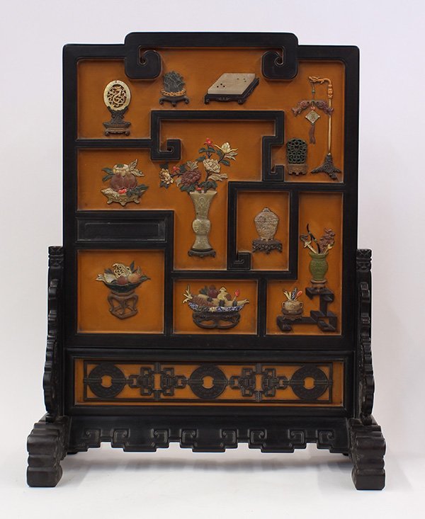 Two Chinese Inlaid Lacquer Screens (1 of 10)