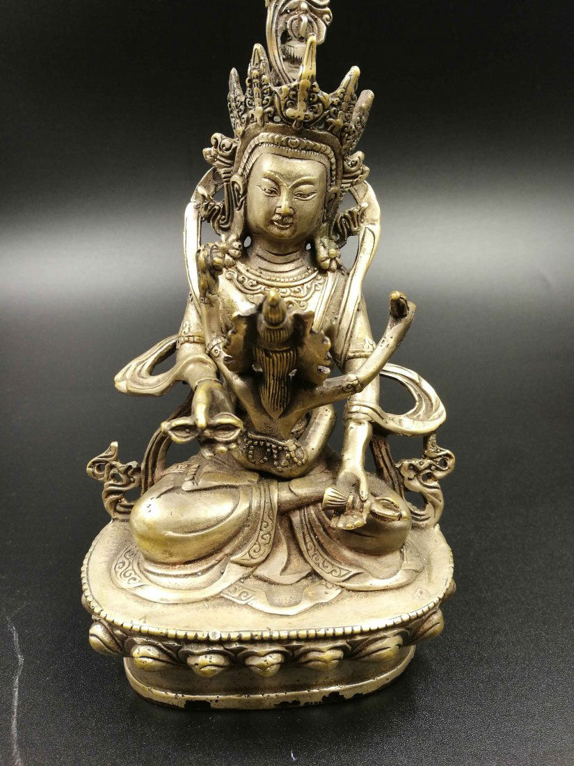 Chinese Tibet White Copper Buddha Statue (1 of 5)