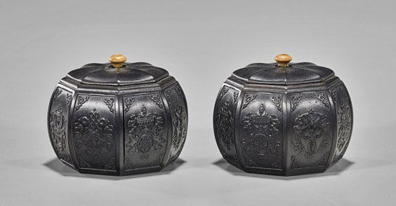 Pair Small Chinese Carved Hardwood Boxes (1 of 3)