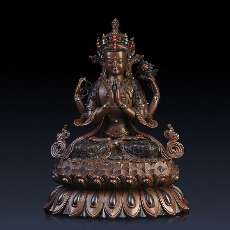 Pure copper four arm guanyin Buddha (1 of 7)
