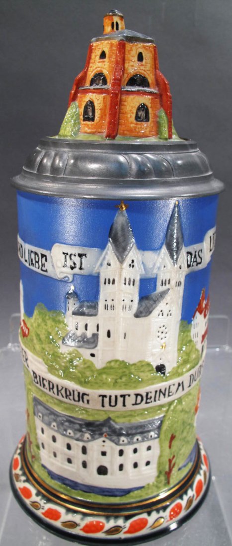 METTLACH SALT GLAZED CASTLE TOP STEIN. Villeroy &: METTLACH SALT GLAZED CASTLE TOP STEIN. Villeroy & Boch. 1976. Limited editionto 3000.
