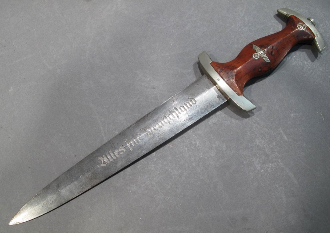 GERMAN SA DAGGER. 8 5/8" double edge 1 3/8" w blade.: GERMAN SA DAGGER. 8 5/8" double edge 1 3/8" w blade. From Herm. Konejung A.G.