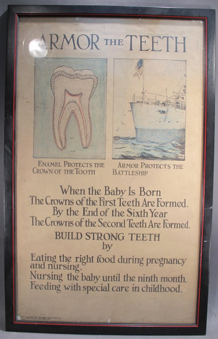 1926 NATIONAL CHILD WELFARE POSTER. "Armor the teeth".: 1926 NATIONAL CHILD WELFARE POSTER. "Armor the teeth". 28" x 16 1/2".