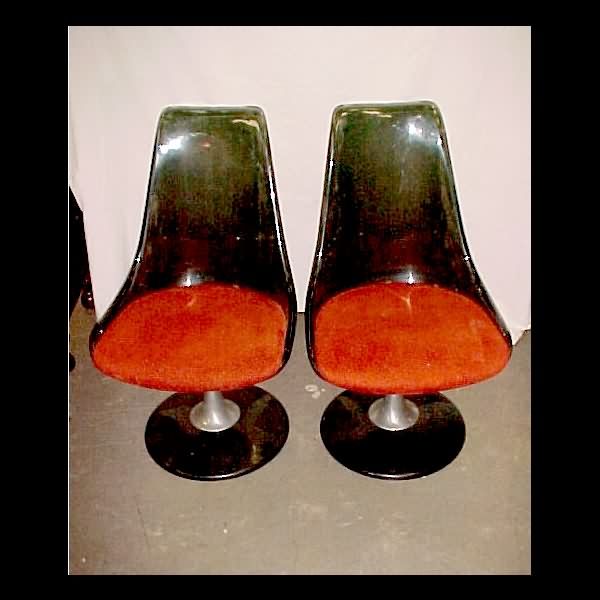 Pr. Of Acrylic Chairs by Chromcraft: Pr. Of smoke acrylic chairs by Chromcraft, pedestal swivel chairs, cushioned seats, metal pedestal & swivel base