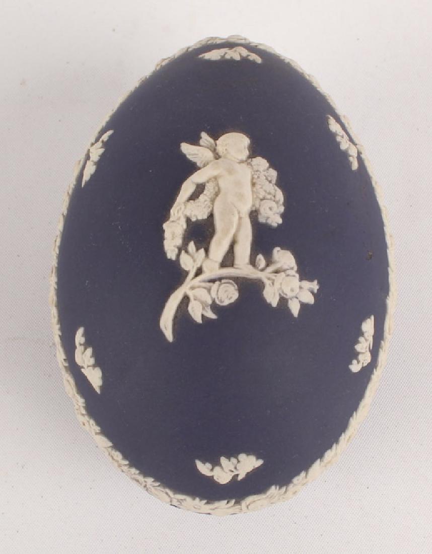 BLUE WEDGEWOOD JASPERWARE EGG TRINKET BOX (1 of 4)