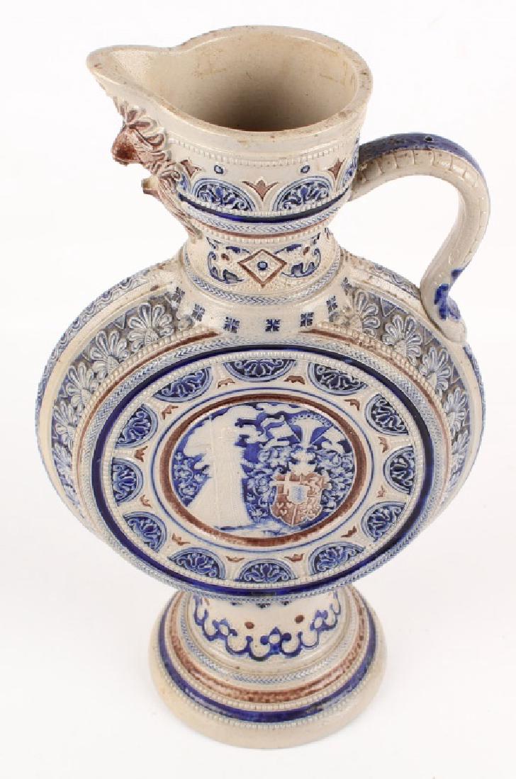 LARGE STONEWARE SALT GLAZED BLUE & GREY EWER 570B