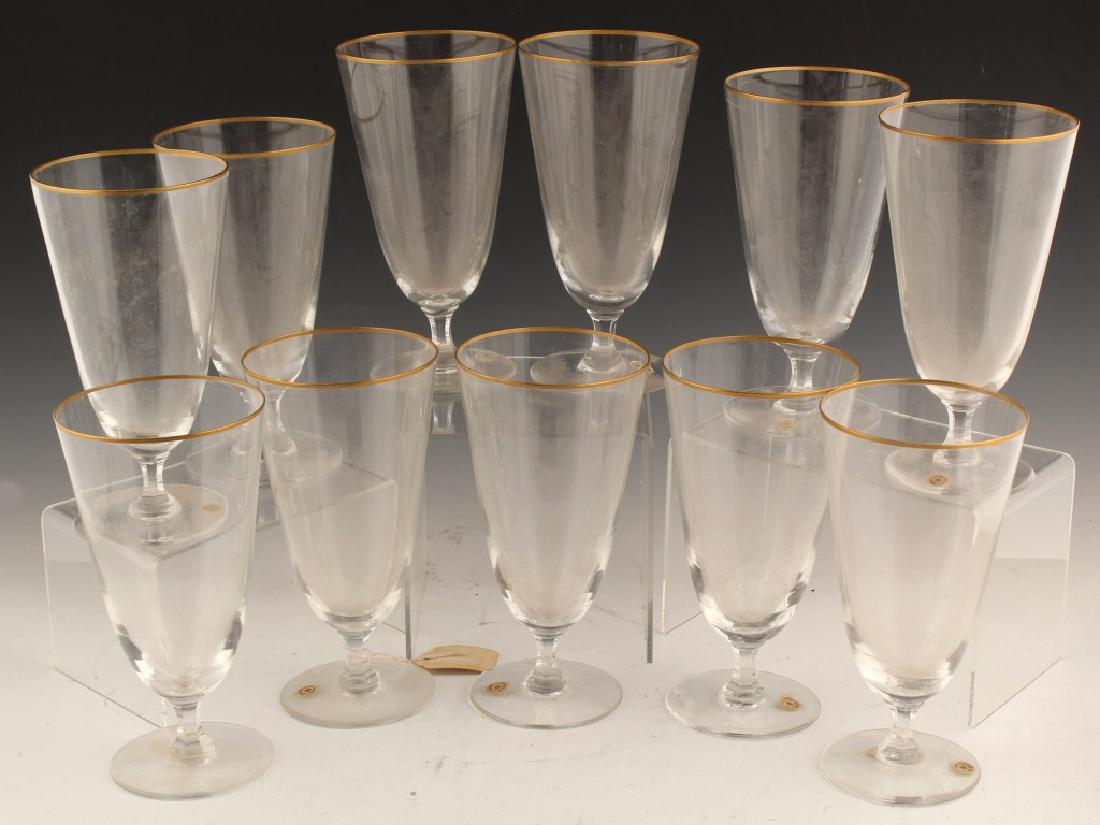 SET OF 11 VAL ST LAMBERT GLASS GOBLETS GOLD TRIM (1 of 5)