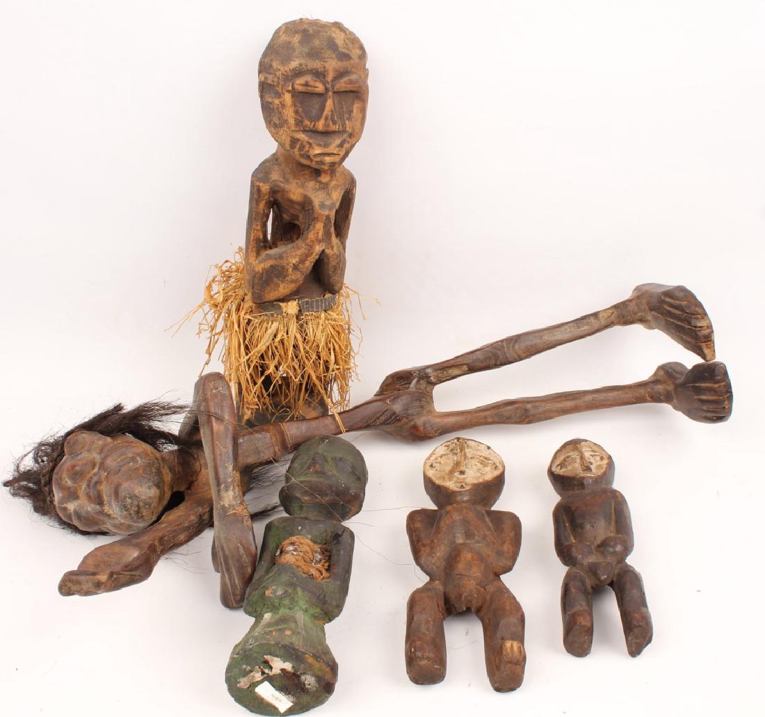 5 AFRICAN WOOD POWER FERTILITY DOLLS / FIGURES (1 of 3)