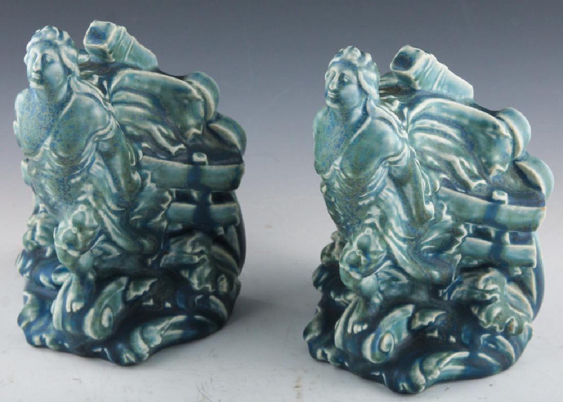 PAIR ROOKWOOD POTTERY FIGUREHEAD BOOKENDS 1926 (1 of 6)