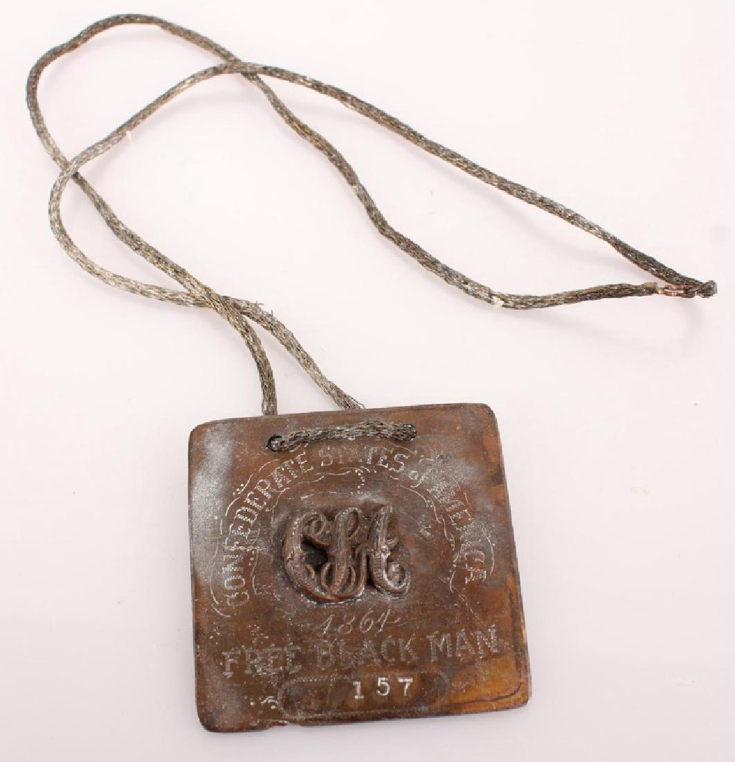 REPRODUCTION CSA FREE BLACK MAN IDENTIFICATION TAG (1 of 3)