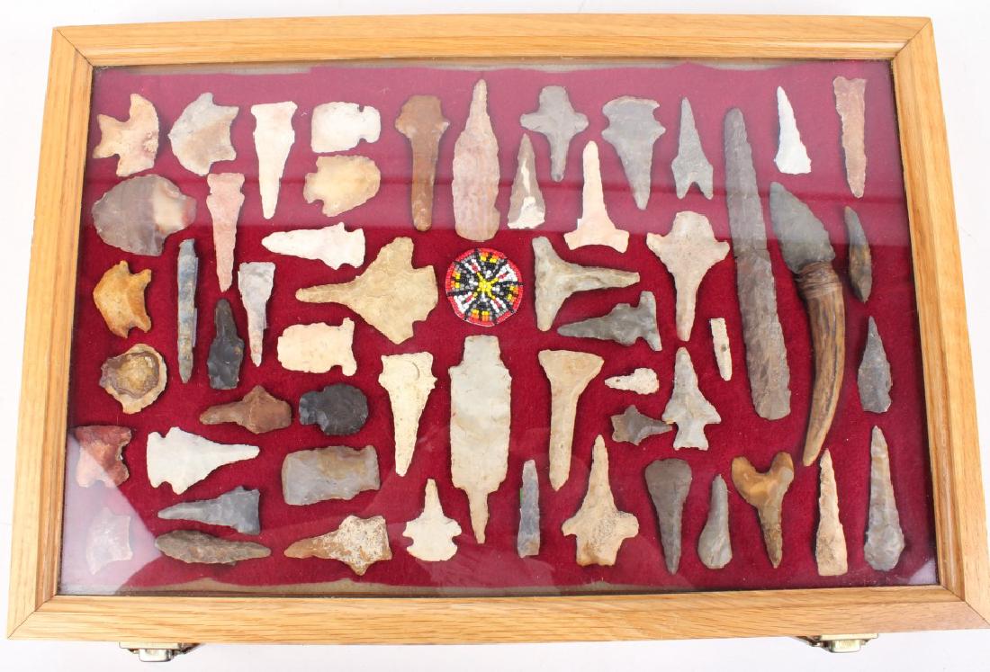 CASED 54 PC COLLECTION ARROWHEADS POINTS ETC. (1 of 4)