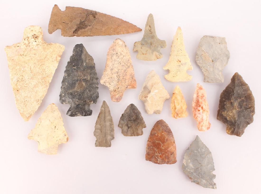 MIXED GROUPING OF 16 ARROWHEADS (1 of 3)