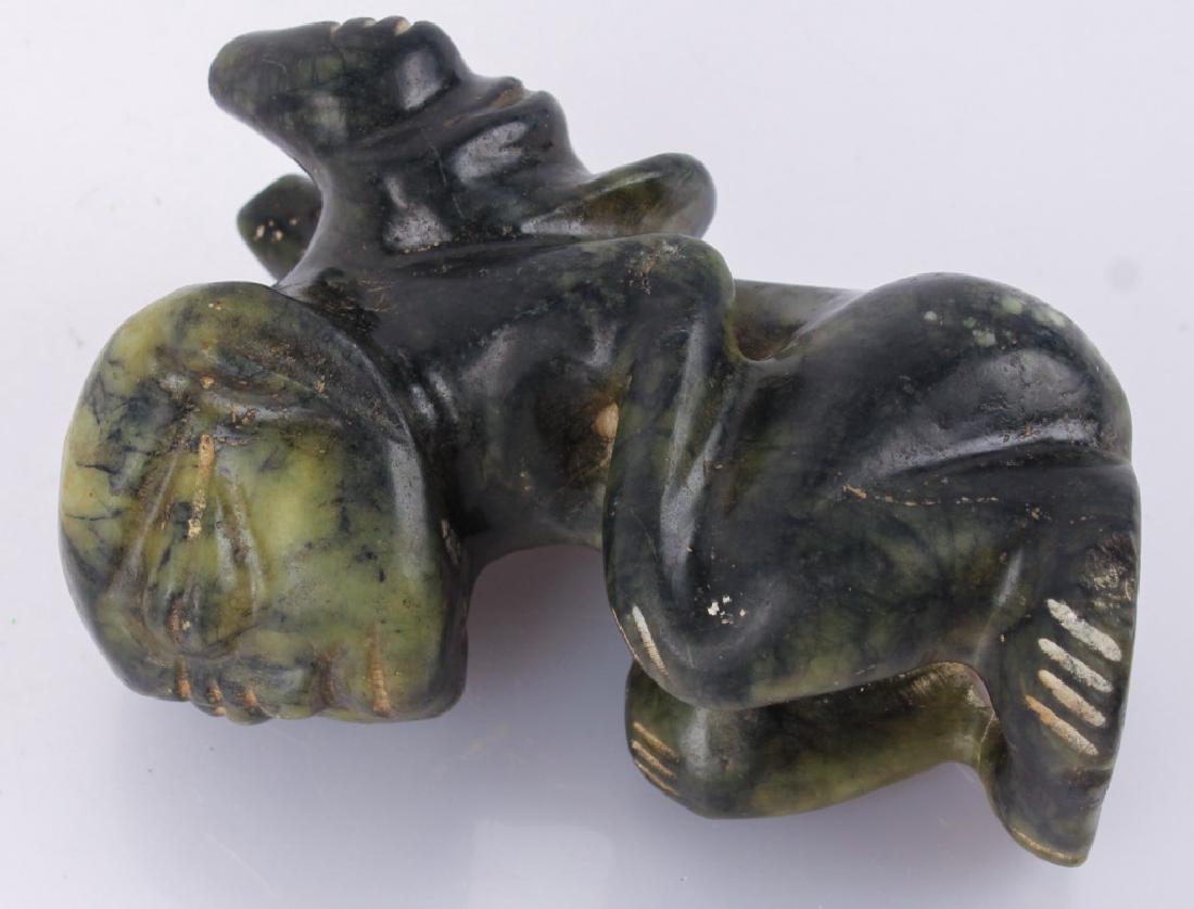 GREEN STONE CARVED DEMON MAN EFFIGY FIGURE (1 of 3)