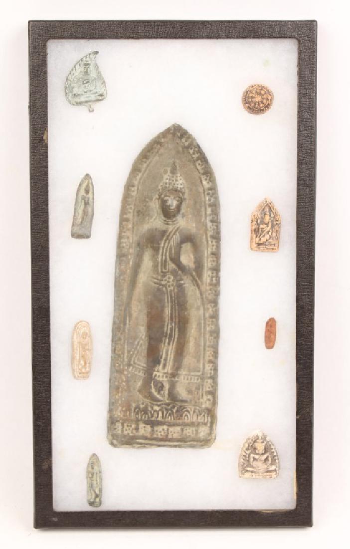 BUDDHIST PLAQUE AND 8 AMULETS (1 of 3)