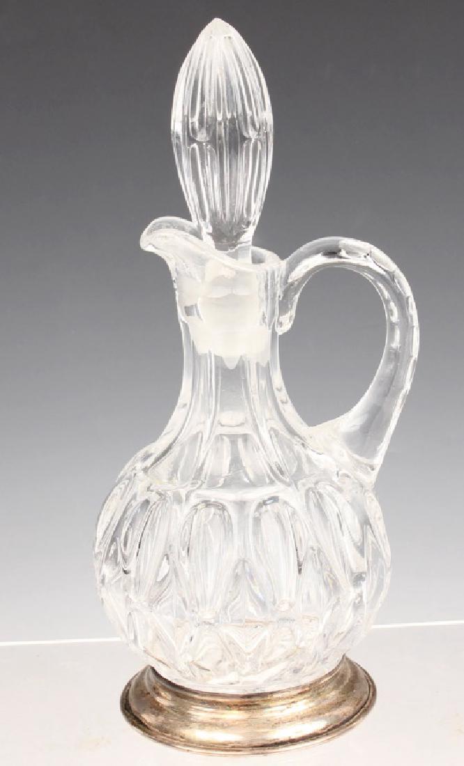 GLASS STERLING BASE OIL / VINEGAR CRUET DECANTER (1 of 4)