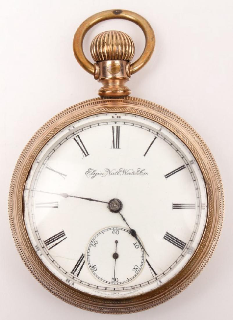 ELGIN NAT'L WATCH CO. GOLD FILLED POCKET WATCH: ELGIN NAT'L WATCH CO. GOLD FILLED POCKET WATCH Elgin Nat'l Watch Co. pocket watch with a gold filled case. Case number 162162. Movement number 3042270. Pat. Feb. 19th 1884. Weight: 149.2g Size: 54mm S