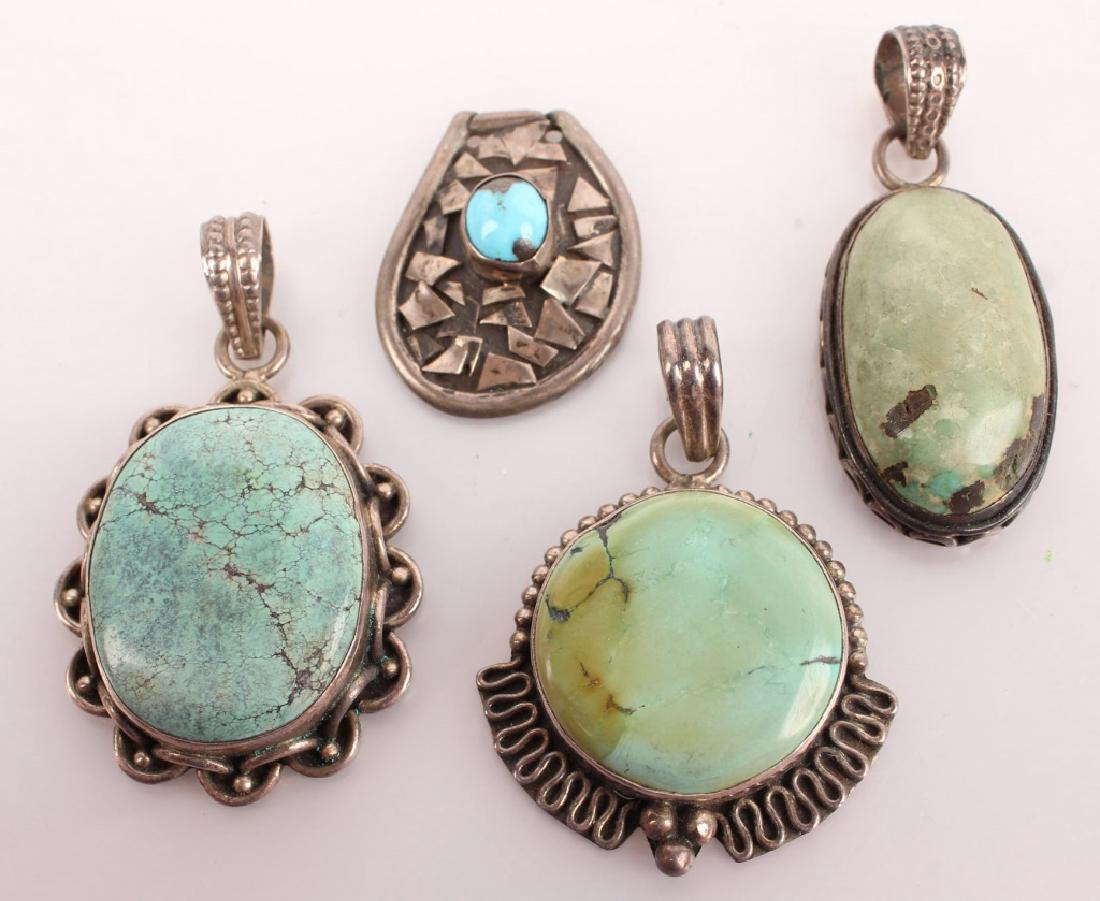 4 STERLING SILVER TURQUOISE NECKLACE PENDANTS (1 of 4)