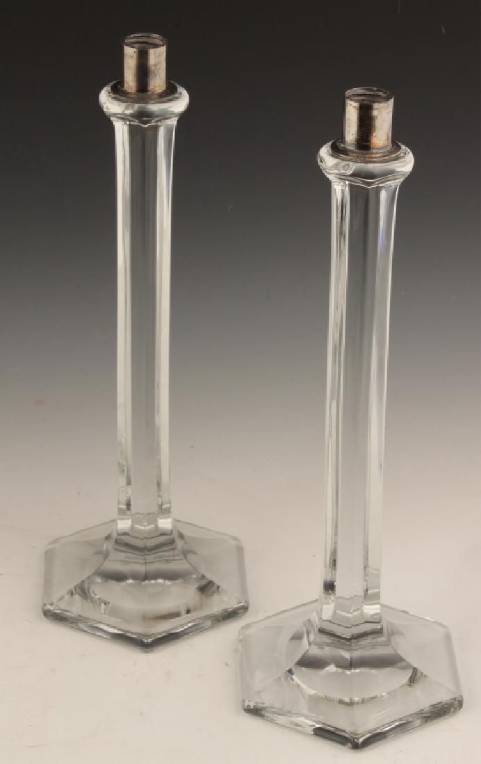 PAIR CRYSTAL CANDLESTICK HOLDERS (1 of 3)