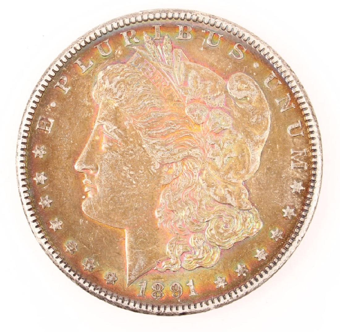 1891 CARSON CITY MORGAN SILVER DOLLAR RAINBOW TONE (1 of 4)