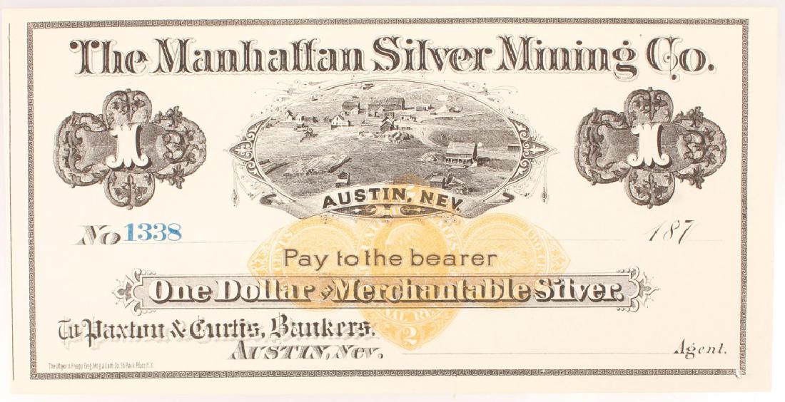 $1.00 MANHATTAN SILVER MINING CO. AUSTIN NEVADA (1 of 4)