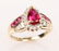 LADIES 14K YELLOW GOLD DIAMOND & RUBY RING