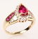 LADIES 14K YELLOW GOLD DIAMOND & RUBY RING - 2