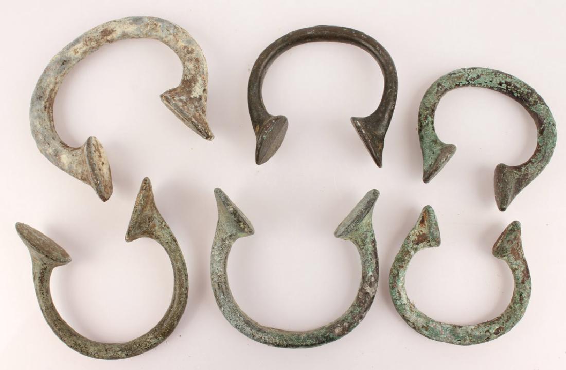 6 AFRICAN BRONZE CURRENCY BRACELETS (1 of 3)