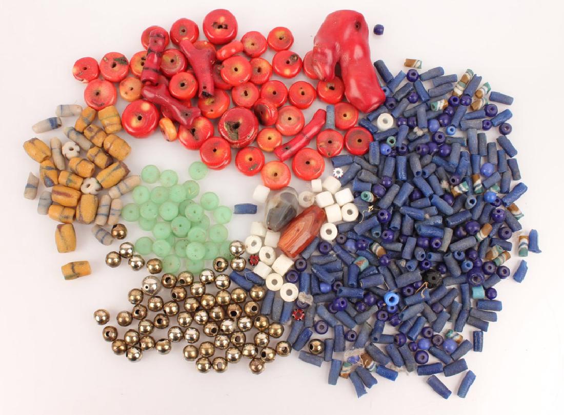 MIXED GROUPING OF JEWELRY BEADS CORAL JADE ETC. (1 of 3)