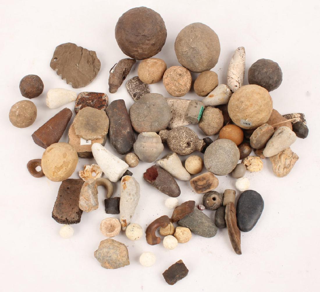LARGE GROUPING OF EARLY STONE TOOLS JEWELRY ETC. (1 of 5)