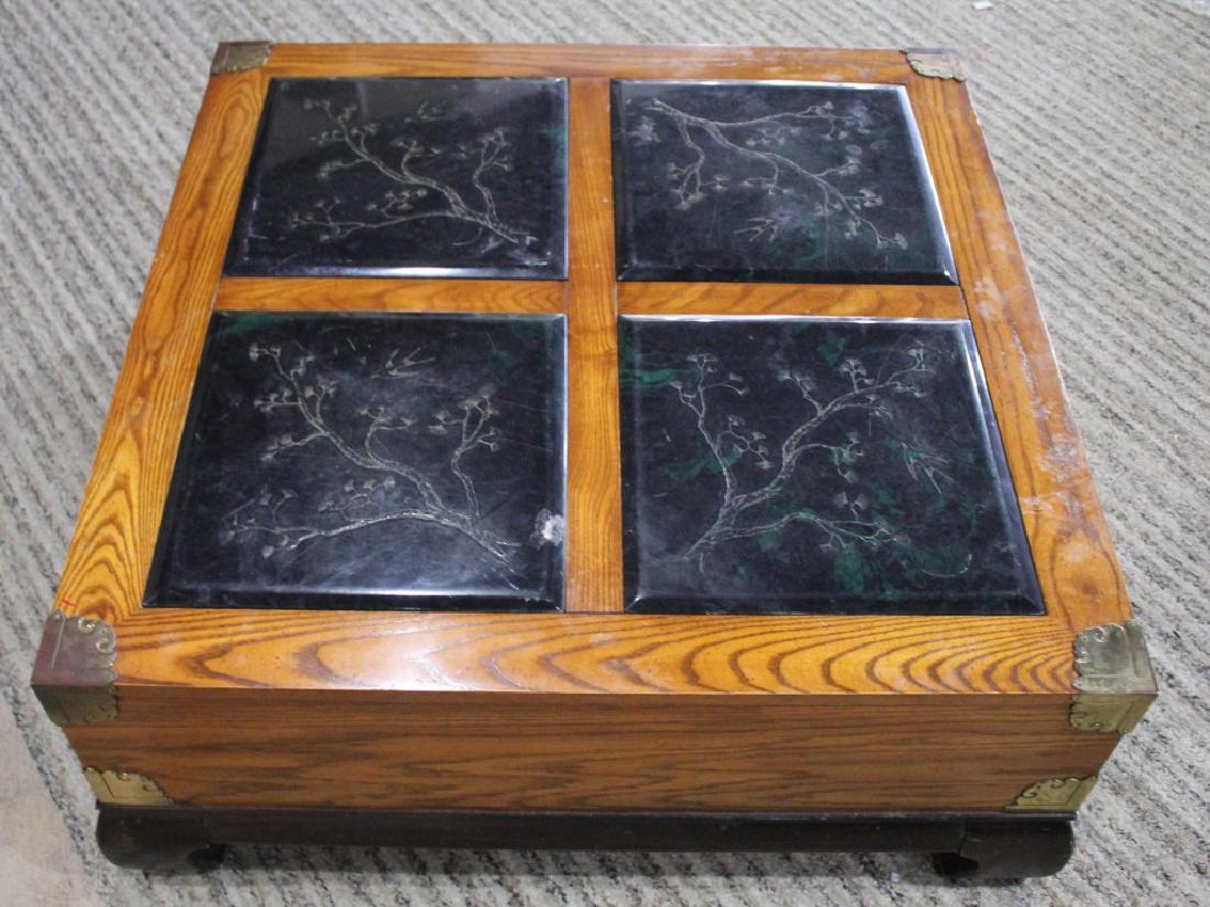CHINESE WOOD & TILE TOP COFFEE TABLE BY BASSETT (1 of 5)