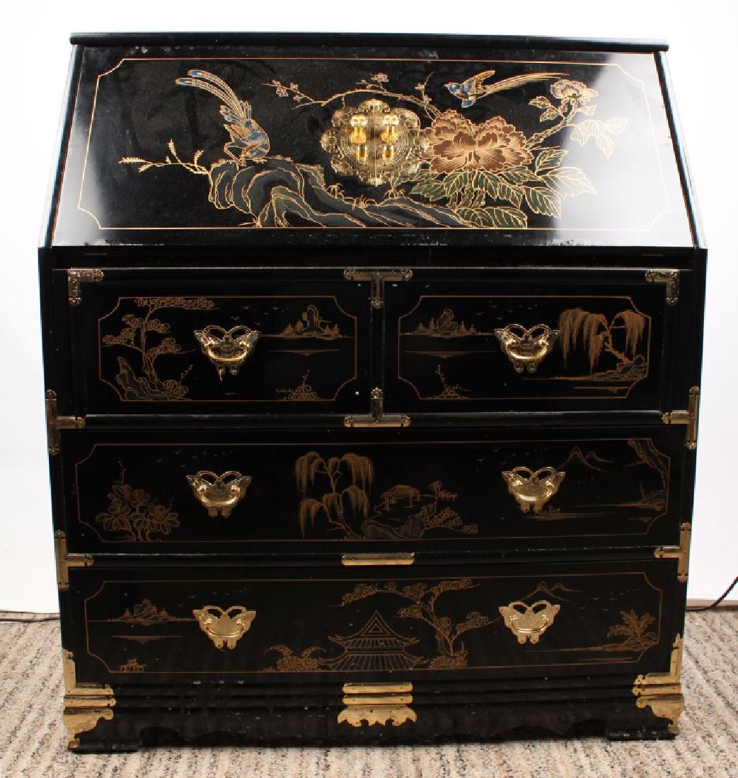 CHINESE LACQUER SECRETARY DESK (1 of 8)