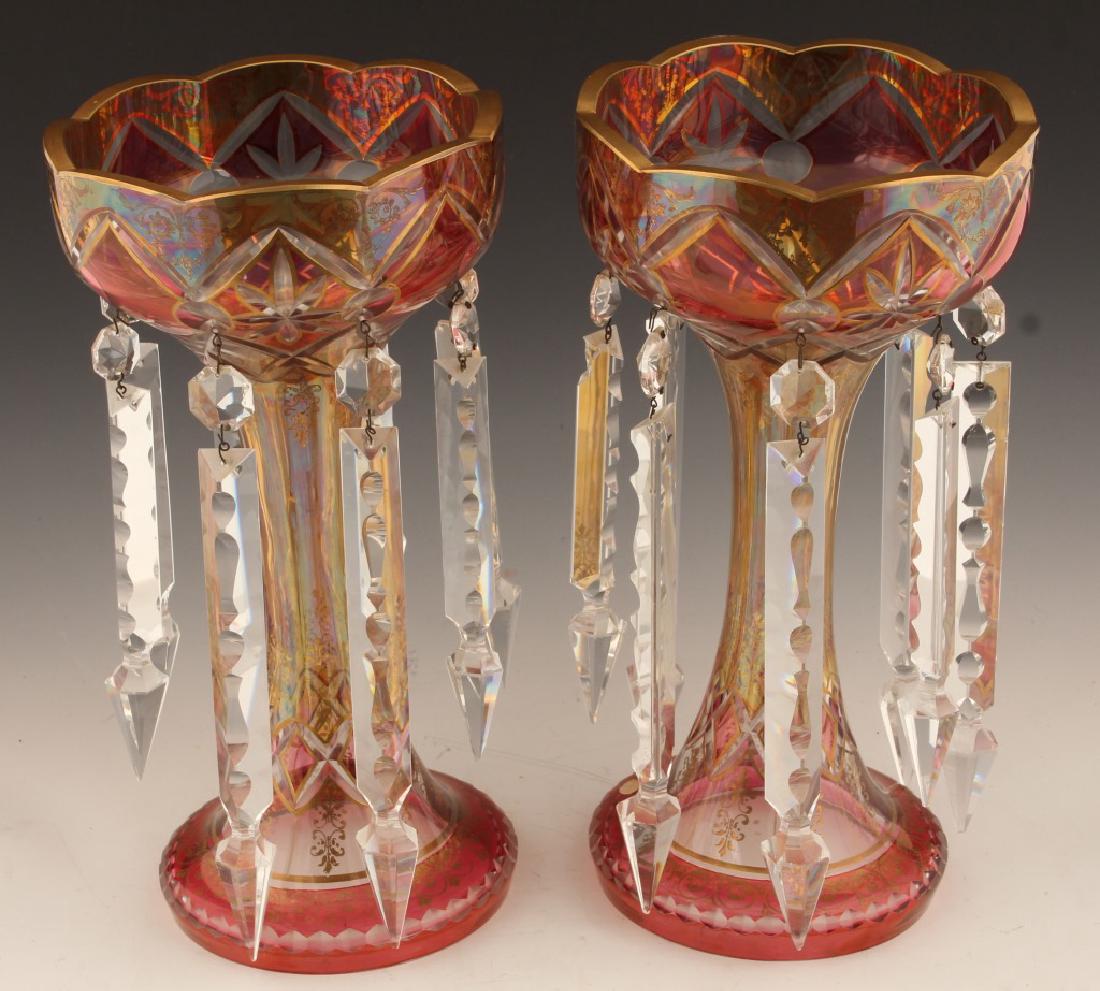 PAIR OF MANTLE LUSTERS RED GOLD (1 of 3)