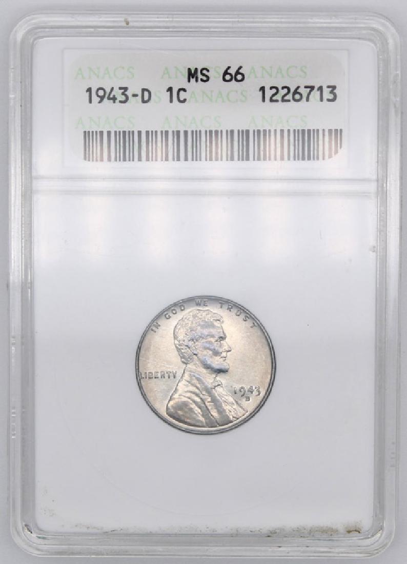 ANACS 1943-D LINCOLN STEEL WHEAT CENT MS66 (1 of 2)