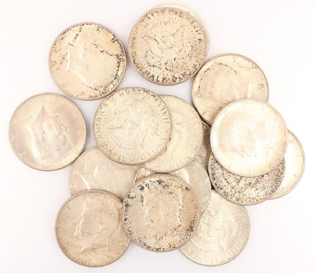 16 KENNEDY SILVER HALF DOLLARS 1964 (1 of 4)