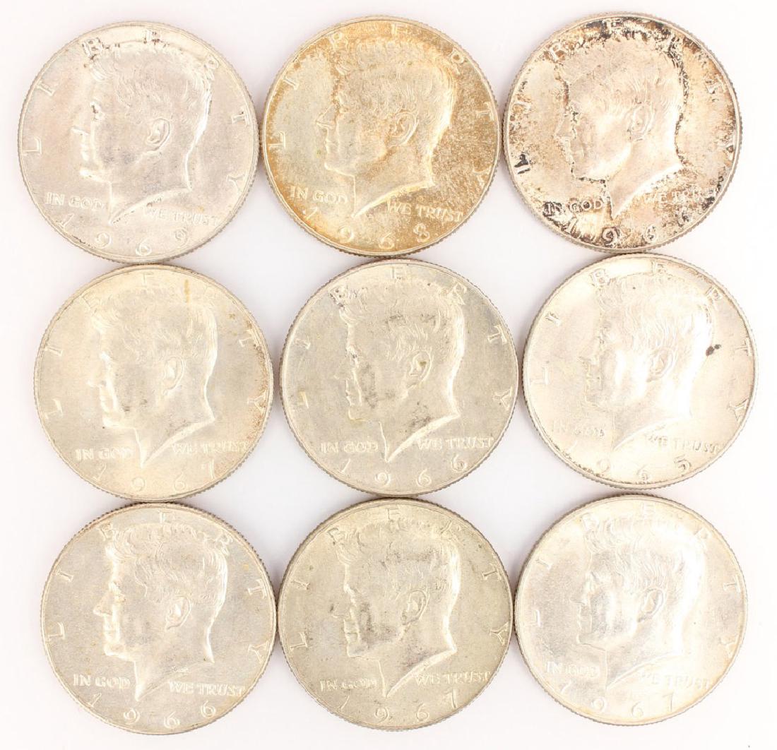 9 UNITED STATES 40% SILVER KENNEDY HALF DOLLARS (1 of 2)