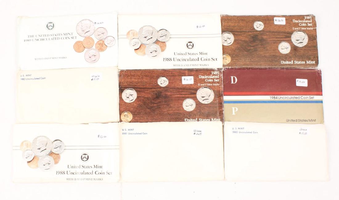 9 MIXED 1980'S UNITED STATES MINT UNC. SETS (1 of 6)