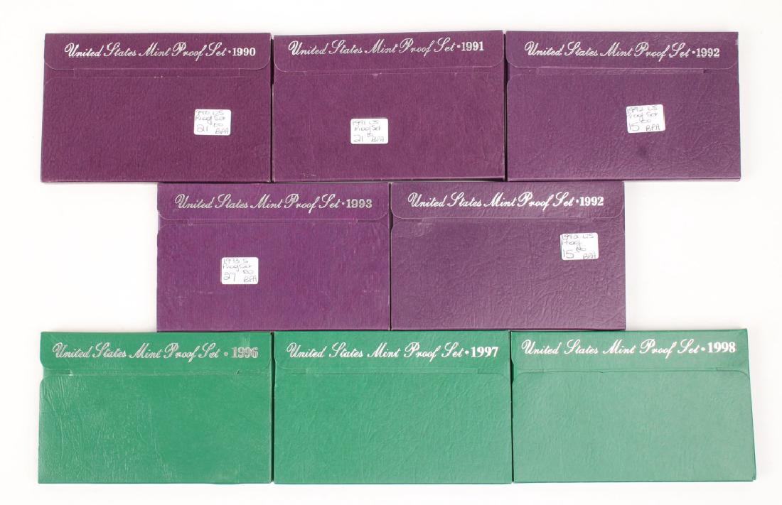 8 MIXED 1990'S UNITED STATES MINT PROOF SETS (1 of 3)