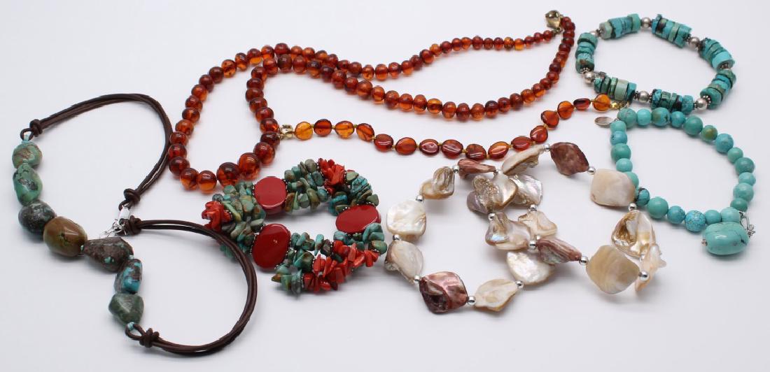 MIXED BEADED STONE JEWELRY--TURQUOISE, CORAL (1 of 4)